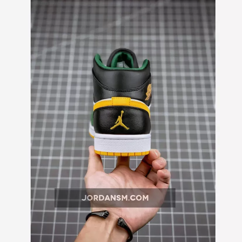 Air Jordan 1 Mid 'Sonics' Gorge Green/University Gold-White-Black 554724-307 Restock