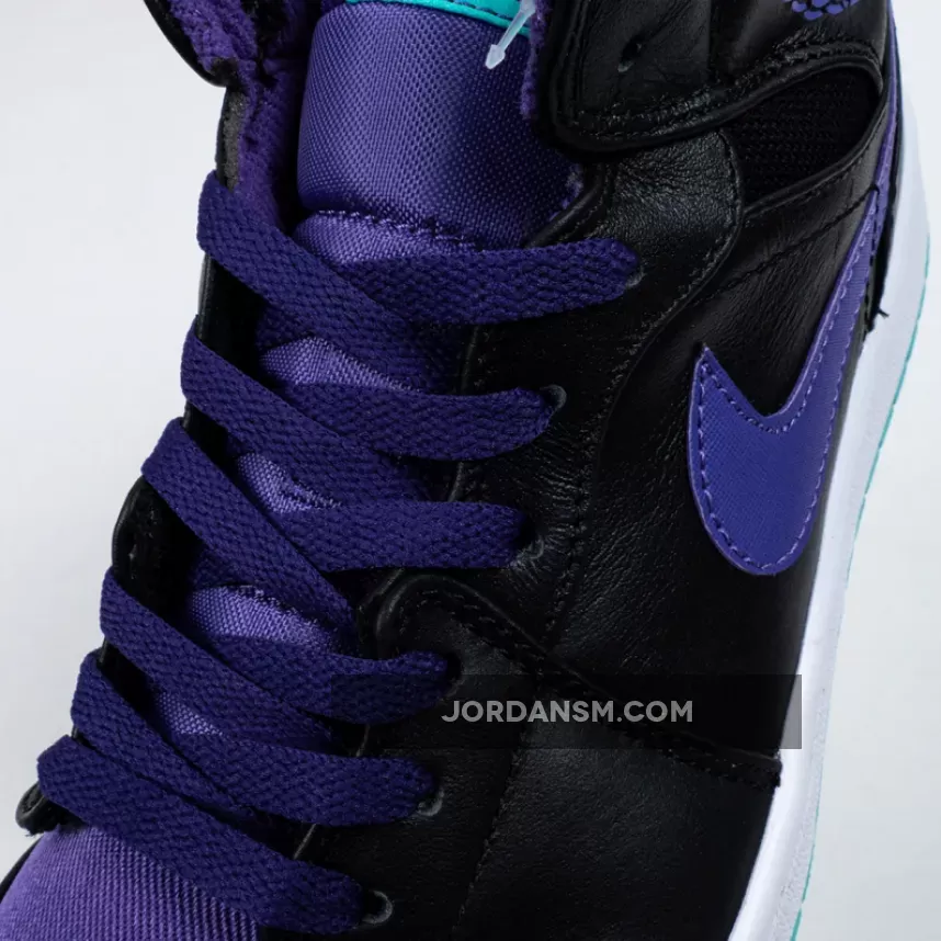 Air Jordan 1 Mid Black/Black-Grape Ice-New Emerald 554724-015 Restock