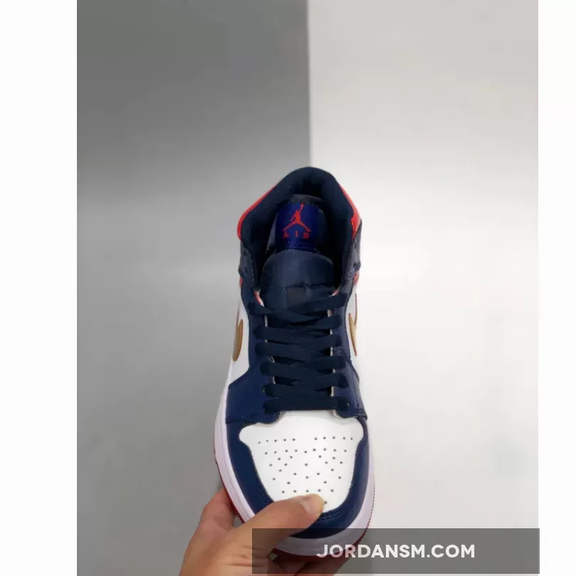 Air Jordan 1 Mid 'Olympic' White Navy Gold BQ6931-104 Online