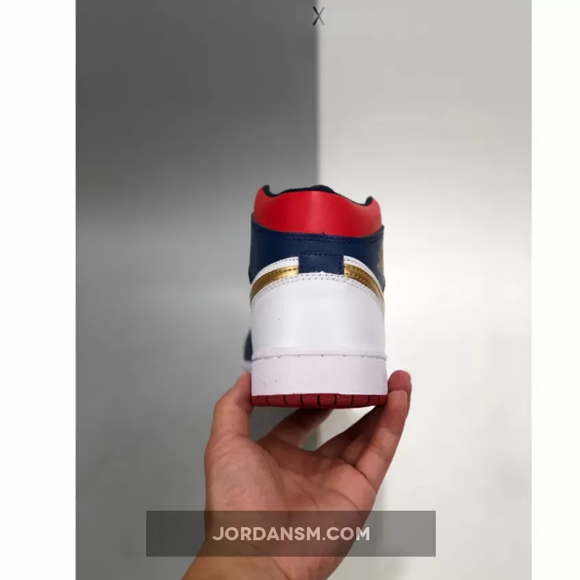 Air Jordan 1 Mid 'Olympic' White Navy Gold BQ6931-104 Online
