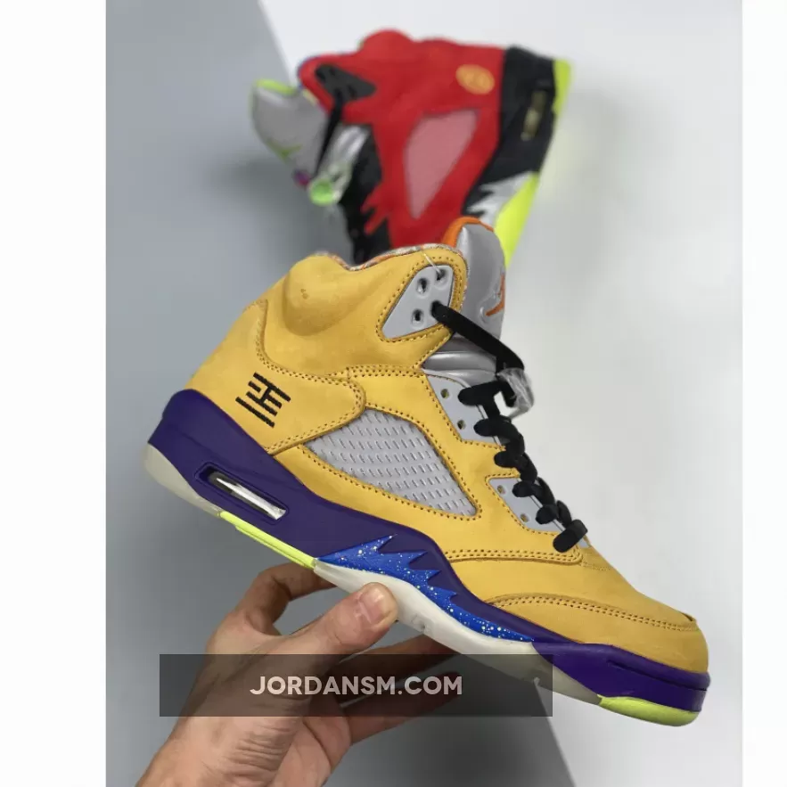 Air Jordan 5 'What The' Varsity Maize/Court Purple-Ghost Green-Solar Orange CZ5725-700 Online
