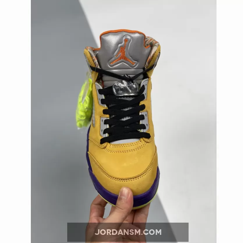 Air Jordan 5 'What The' Varsity Maize/Court Purple-Ghost Green-Solar Orange CZ5725-700 Online