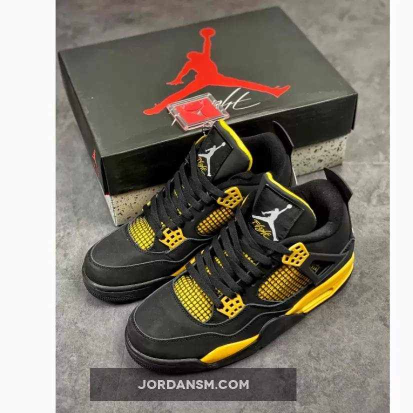 Air Jordan 4 'Thunder' Black/White-Tour Yellow 308497-008 Online