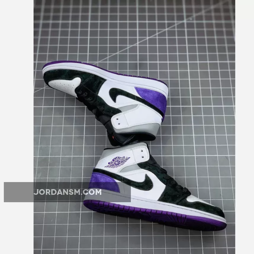 Air Jordan 1 Mid Purple Black Suede Heels 852542-105 Online