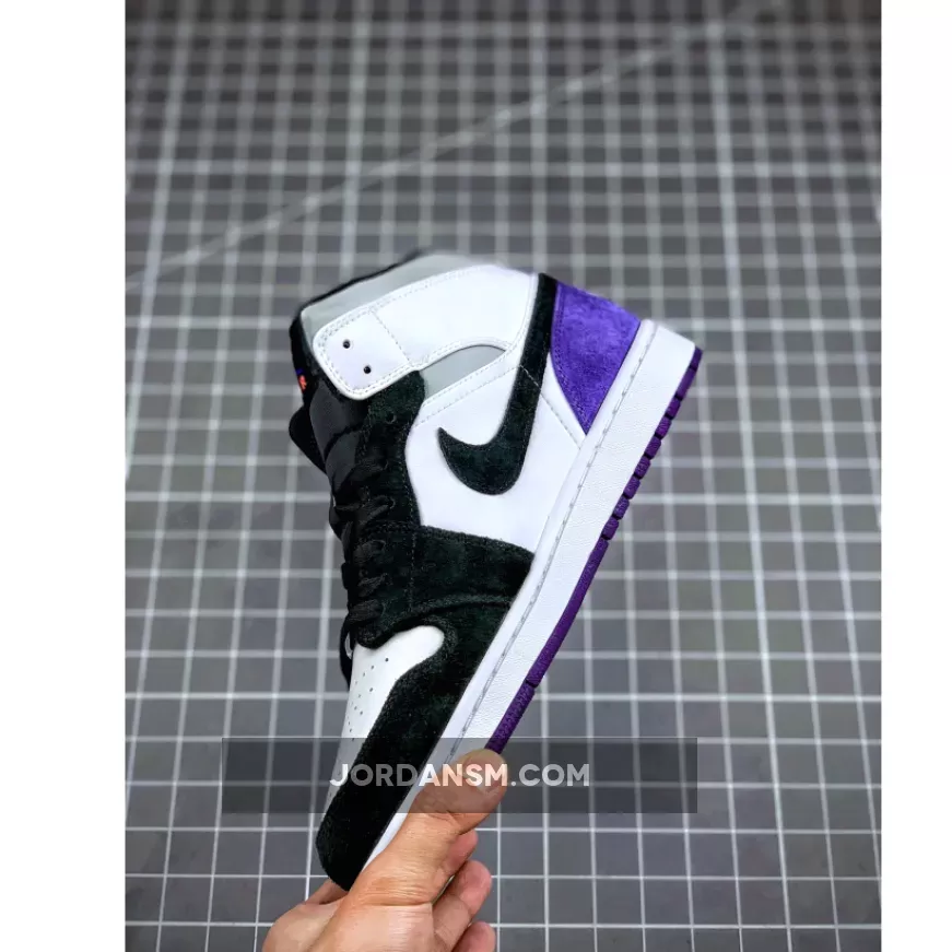 Air Jordan 1 Mid Purple Black Suede Heels 852542-105 Online