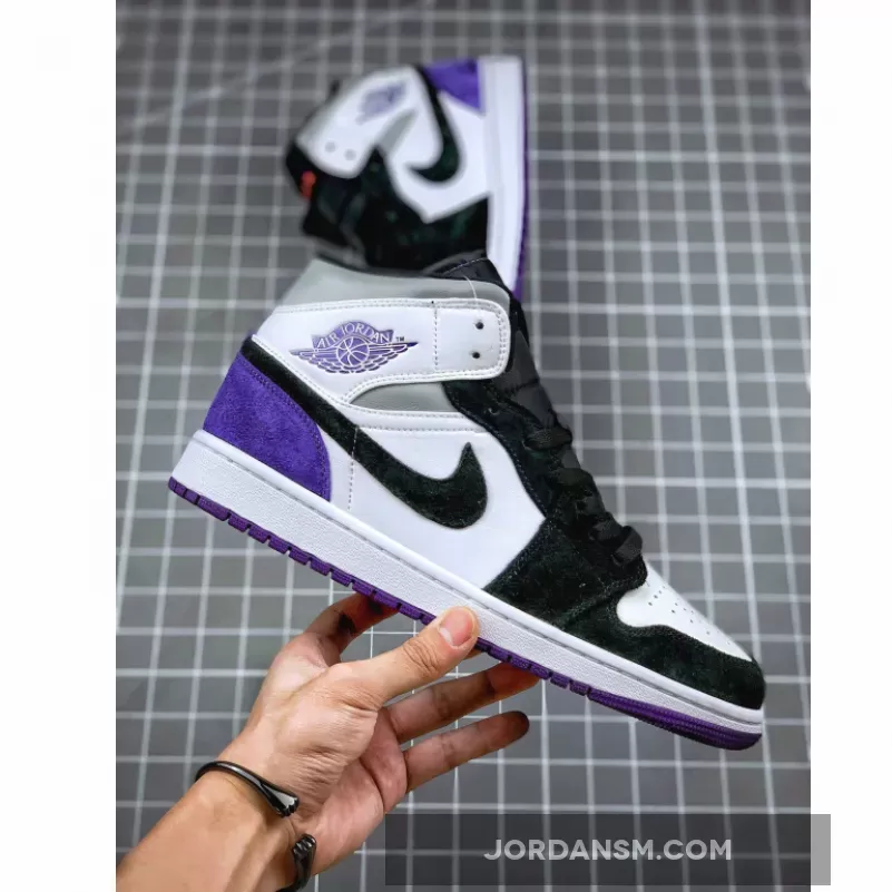 Air Jordan 1 Mid Purple Black Suede Heels 852542-105 Online