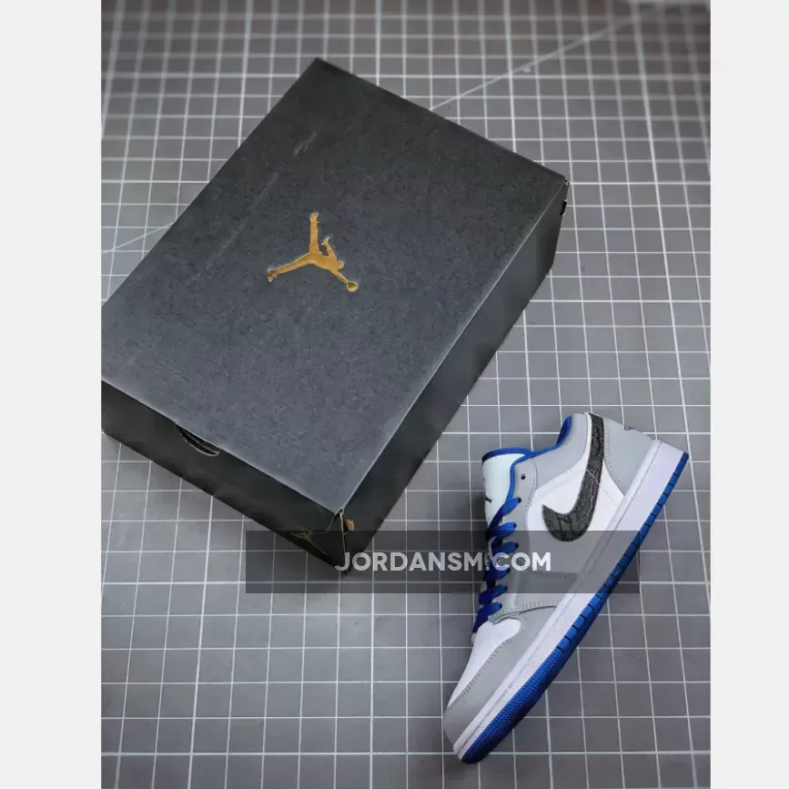 Air Jordan 1 Low White/True Blue-Cement Grey-Black 553558-103 Online