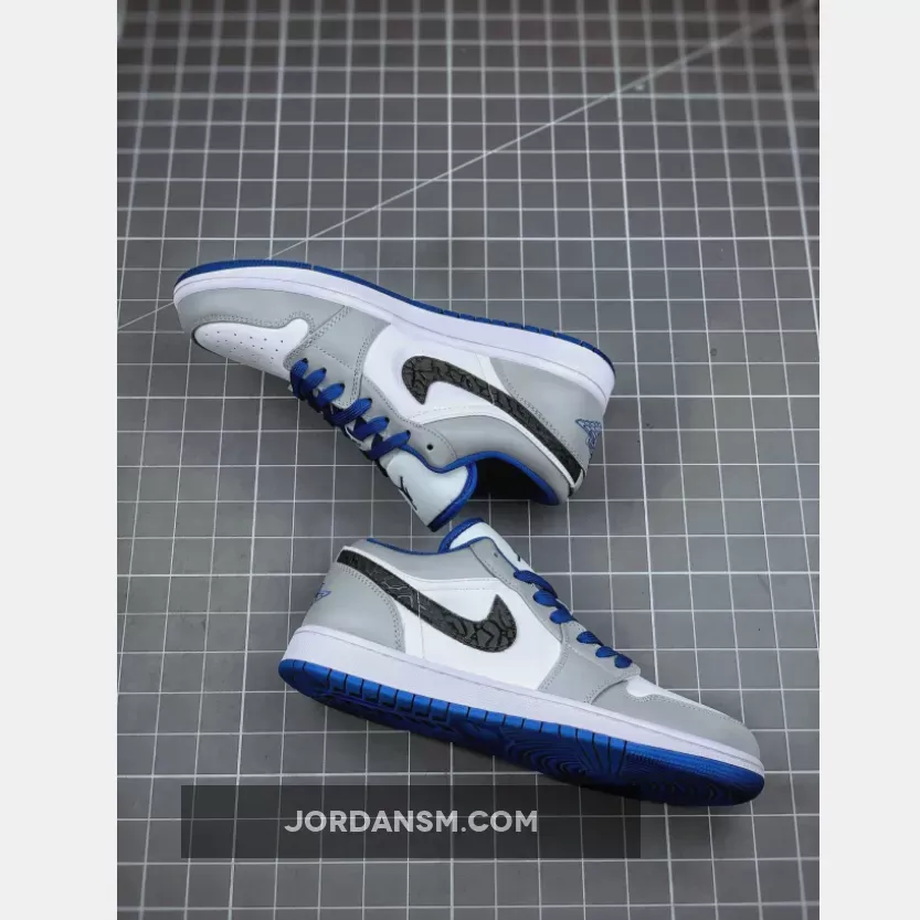Air Jordan 1 Low White/True Blue-Cement Grey-Black 553558-103 Online