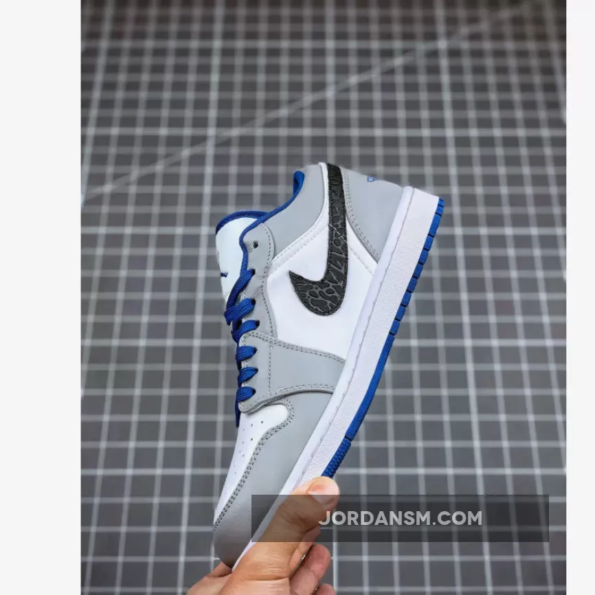 Air Jordan 1 Low White/True Blue-Cement Grey-Black 553558-103 Online
