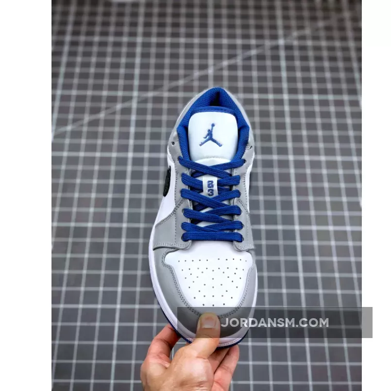 Air Jordan 1 Low White/True Blue-Cement Grey-Black 553558-103 Online