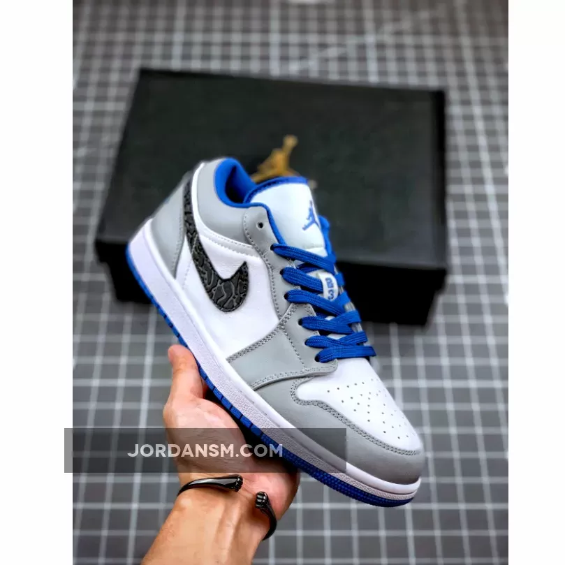 Air Jordan 1 Low White/True Blue-Cement Grey-Black 553558-103 Online