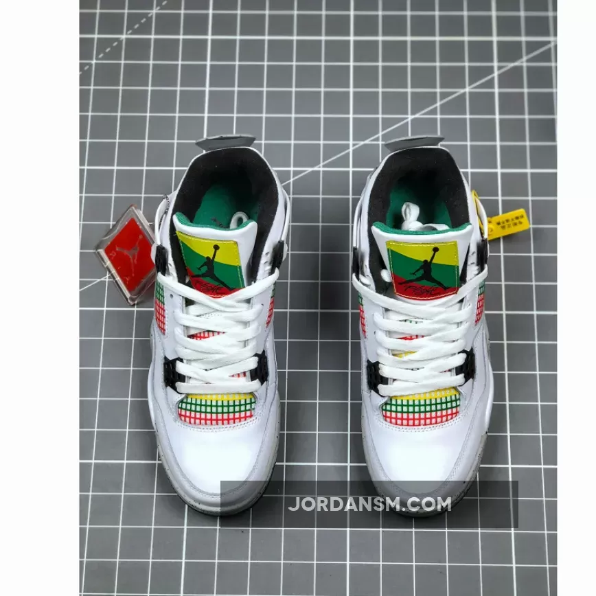 Air Jordan 4 'Carnival' White/University Red-Lucid Green-Black / jordan 4 retro white/university red/lucid green