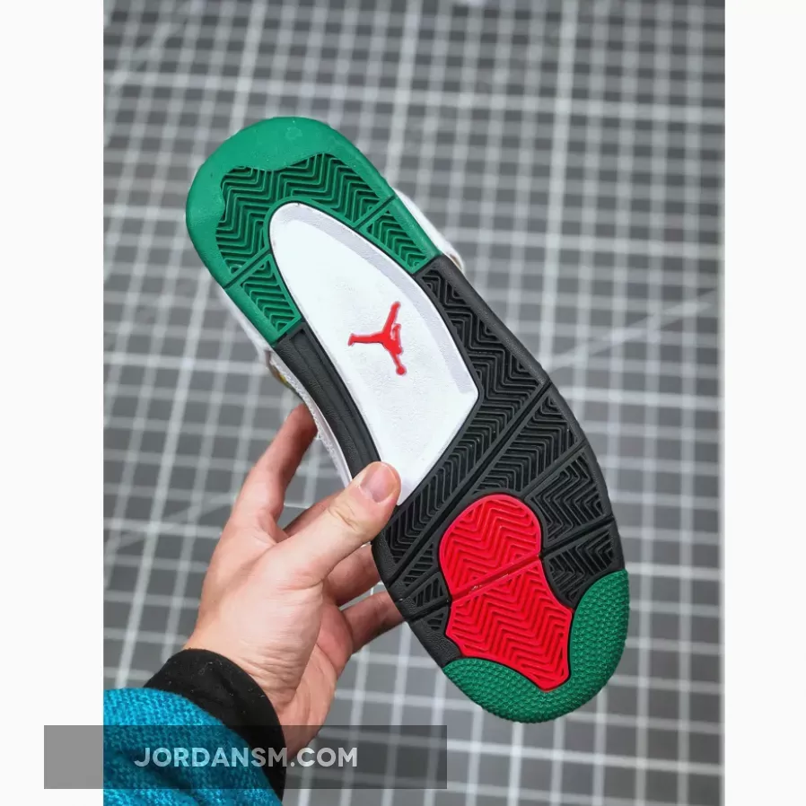 Air Jordan 4 'Carnival' White/University Red-Lucid Green-Black / jordan 4 retro white/university red/lucid green