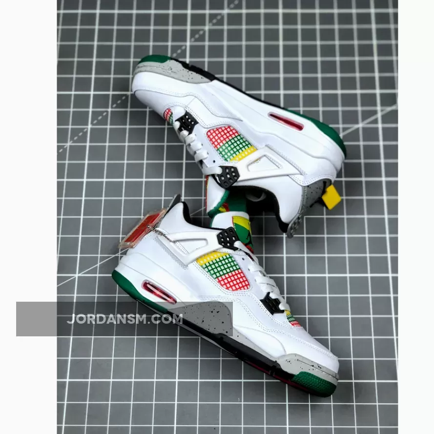 Air Jordan 4 'Carnival' White/University Red-Lucid Green-Black / jordan 4 retro white/university red/lucid green