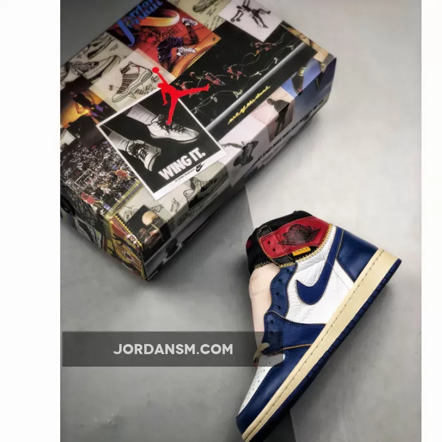 Union X Air Jordan 1 Retro High OG NRG White/Storm Blue-Varsity Red BV1300-146 New Releases