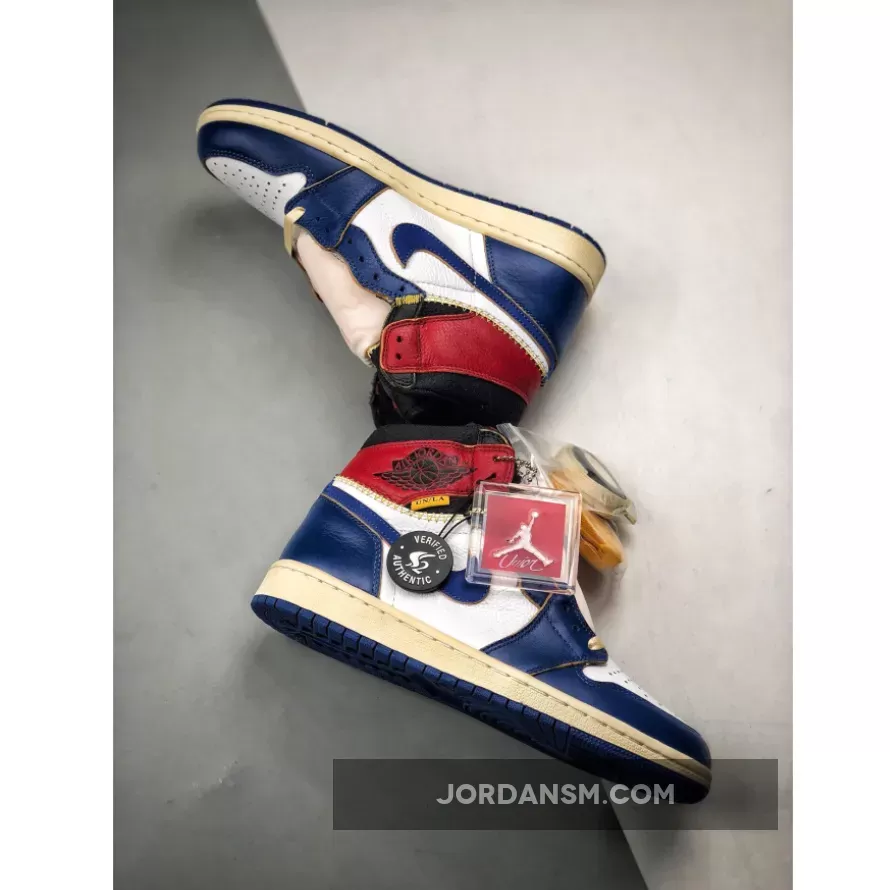 Union X Air Jordan 1 Retro High OG NRG White/Storm Blue-Varsity Red BV1300-146 New Releases