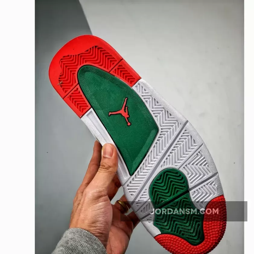 Air Jordan 4 Retro 'Do The Right Thing' White/Gorge Green-Varsity Red / red and green jordans