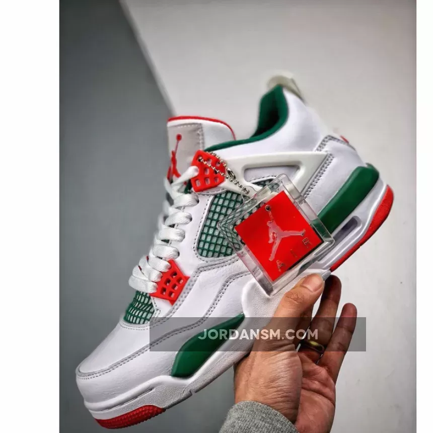 Air Jordan 4 Retro 'Do The Right Thing' White/Gorge Green-Varsity Red / red and green jordans
