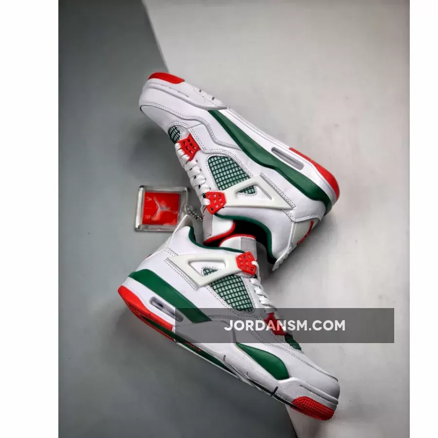 Air Jordan 4 Retro 'Do The Right Thing' White/Gorge Green-Varsity Red / red and green jordans