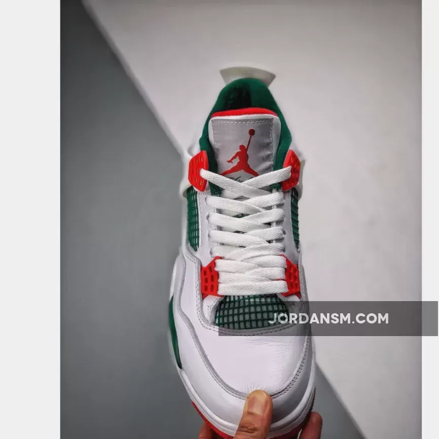 Air Jordan 4 Retro 'Do The Right Thing' White/Gorge Green-Varsity Red / red and green jordans