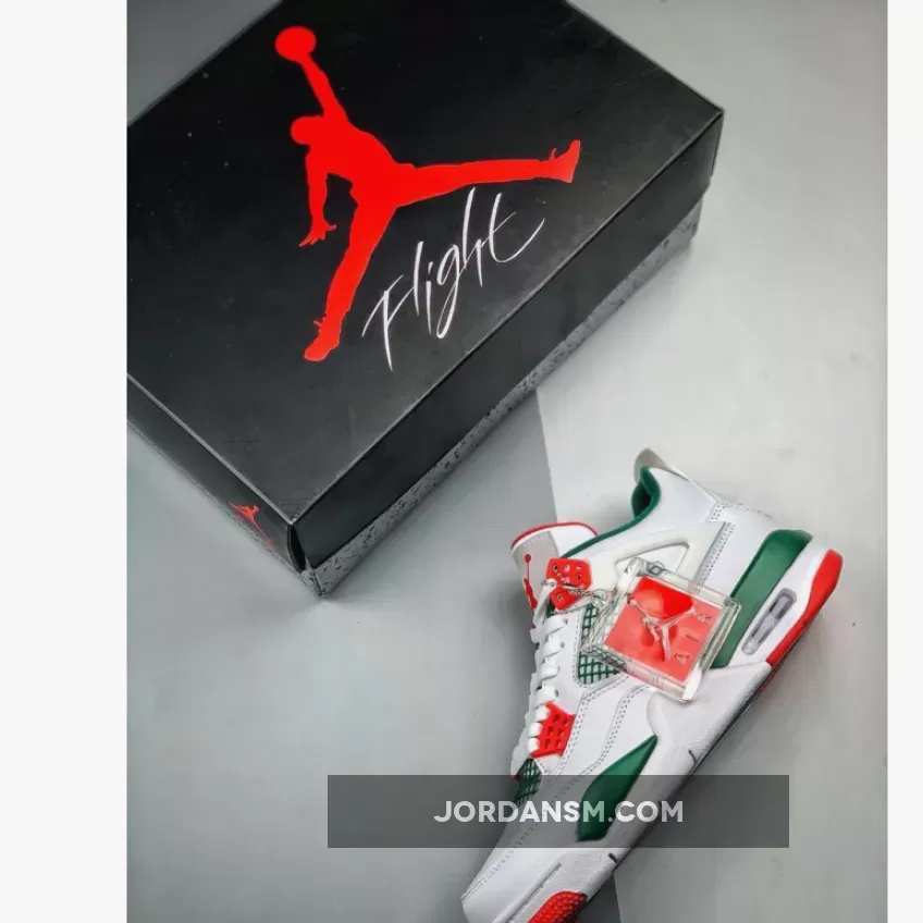Air Jordan 4 Retro 'Do The Right Thing' White/Gorge Green-Varsity Red / red and green jordans