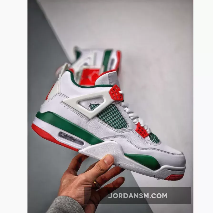 Air Jordan 4 Retro 'Do The Right Thing' White/Gorge Green-Varsity Red / red and green jordans