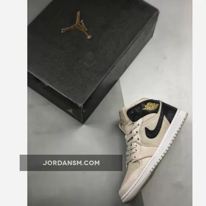 Air Jordan 1 Mid Light Bone Metallic Gold 554725-023 Restock