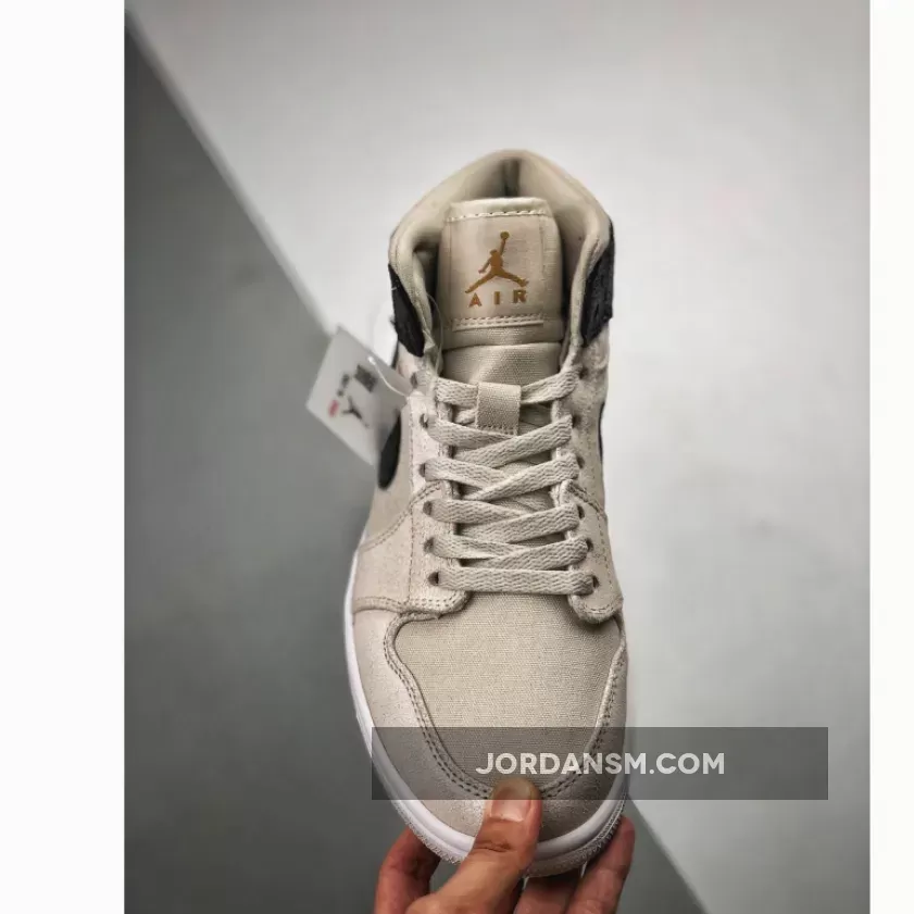 Air Jordan 1 Mid Light Bone Metallic Gold 554725-023 Restock