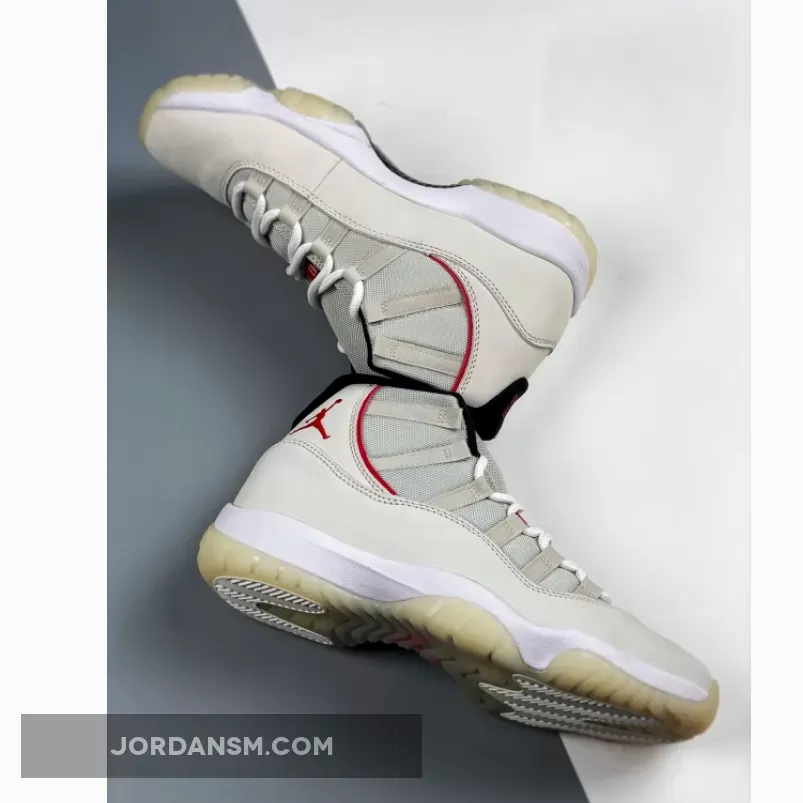 Air Jordan 11 Platinum Tint/Sail-University Red 378037-016 New Releases