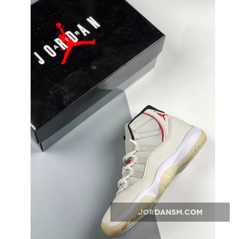 Air Jordan 11 Platinum Tint/Sail-University Red 378037-016 New Releases