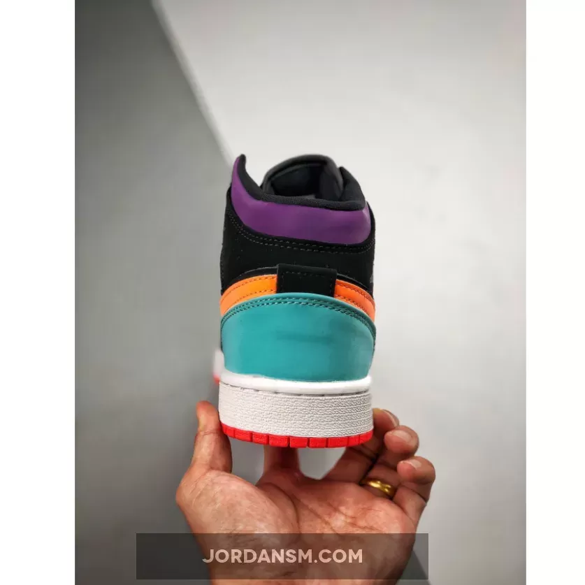 Air Jordan 1 Mid 'Multi-Color' Black/Total Orange / nike air jordan mid black multicolor
