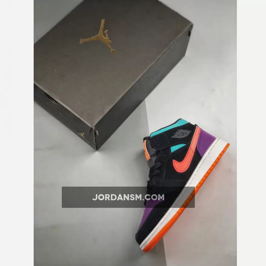 Air Jordan 1 Mid 'Multi-Color' Black/Total Orange / nike air jordan mid black multicolor