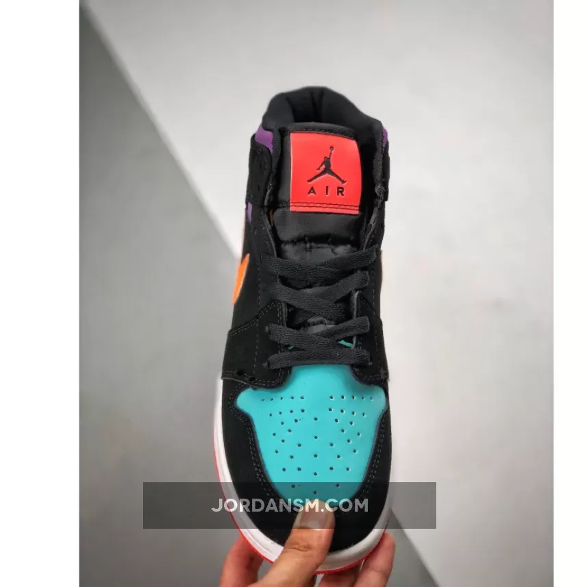 Air Jordan 1 Mid 'Multi-Color' Black/Total Orange / nike air jordan mid black multicolor