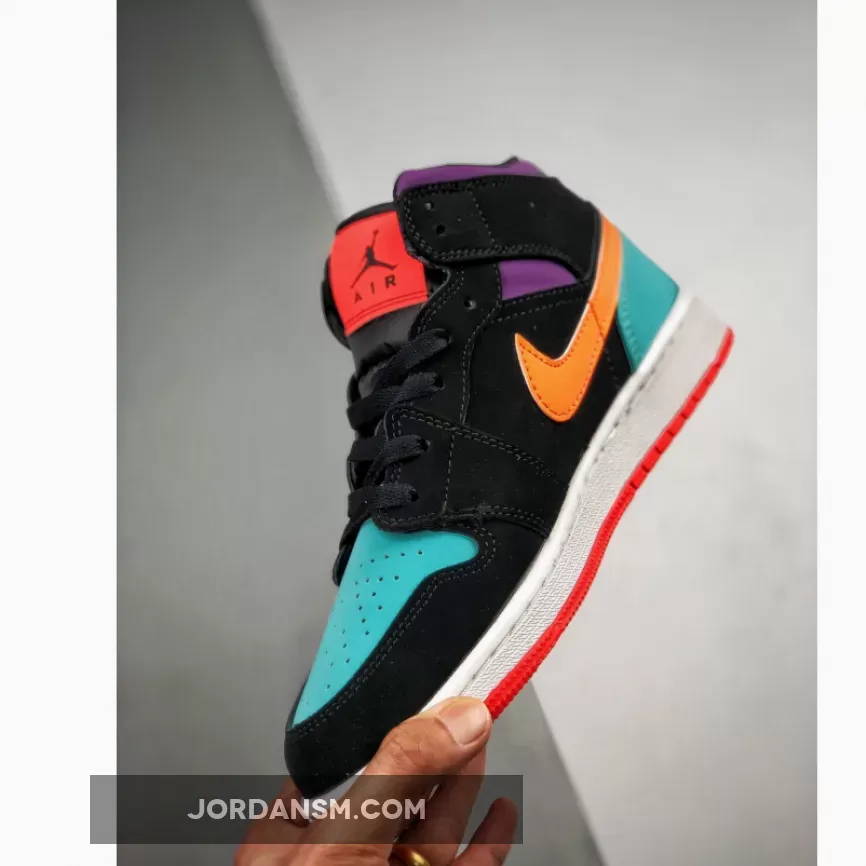 Air Jordan 1 Mid 'Multi-Color' Black/Total Orange / nike air jordan mid black multicolor