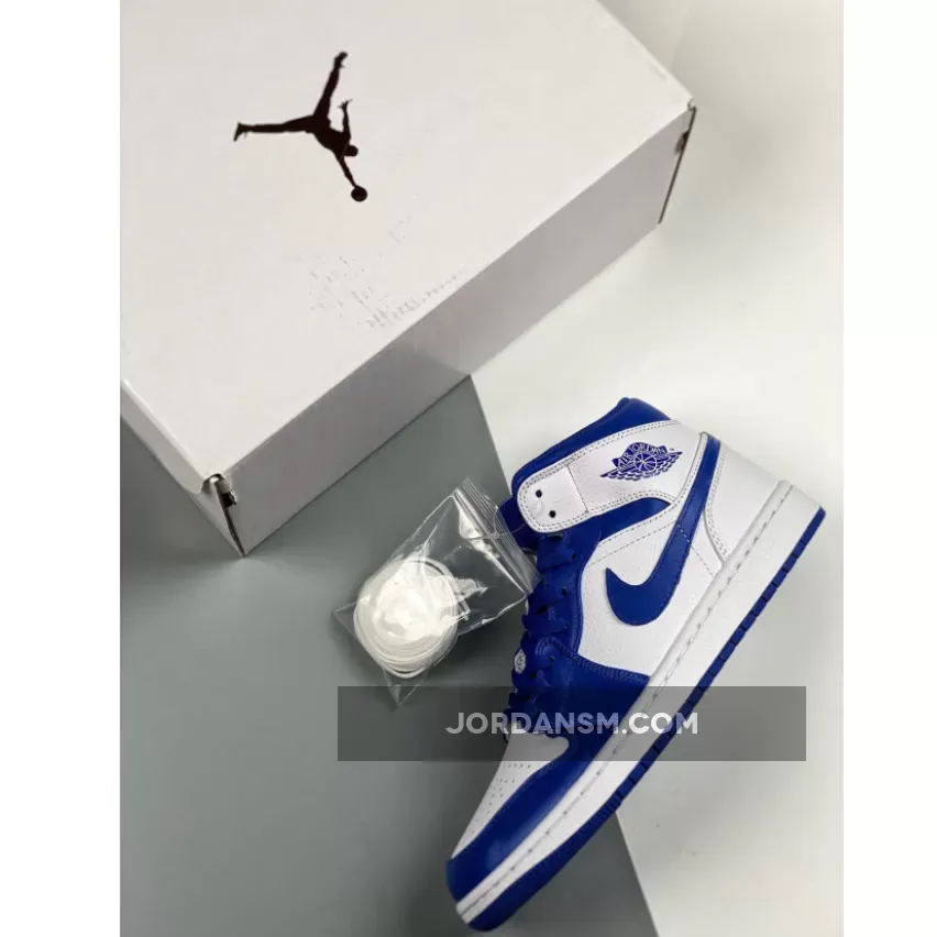 Air Jordan 1 Mid White/Hyper Royal 554724-114 Online