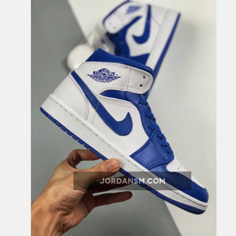 Air Jordan 1 Mid White/Hyper Royal 554724-114 Online