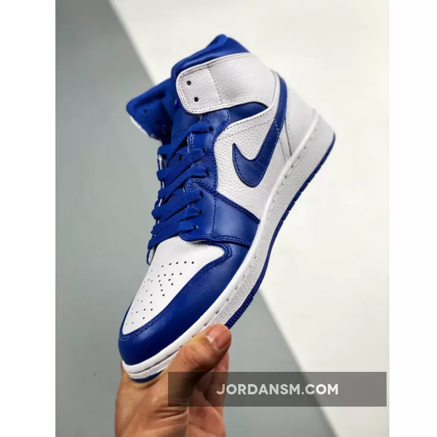 Air Jordan 1 Mid White/Hyper Royal 554724-114 Online