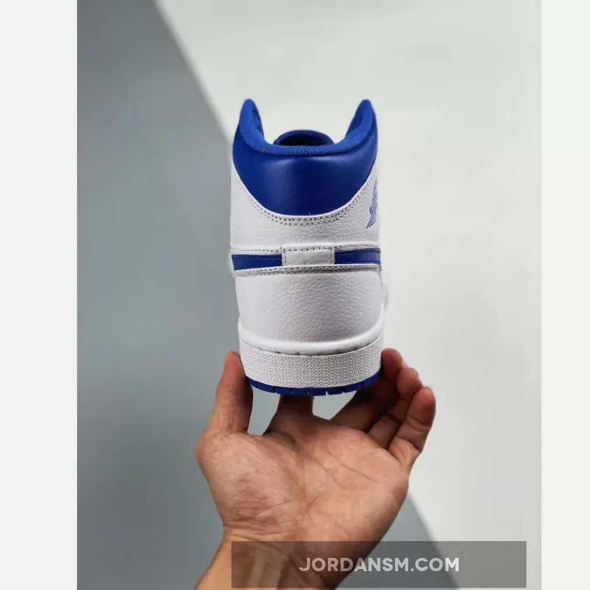 Air Jordan 1 Mid White/Hyper Royal 554724-114 Online