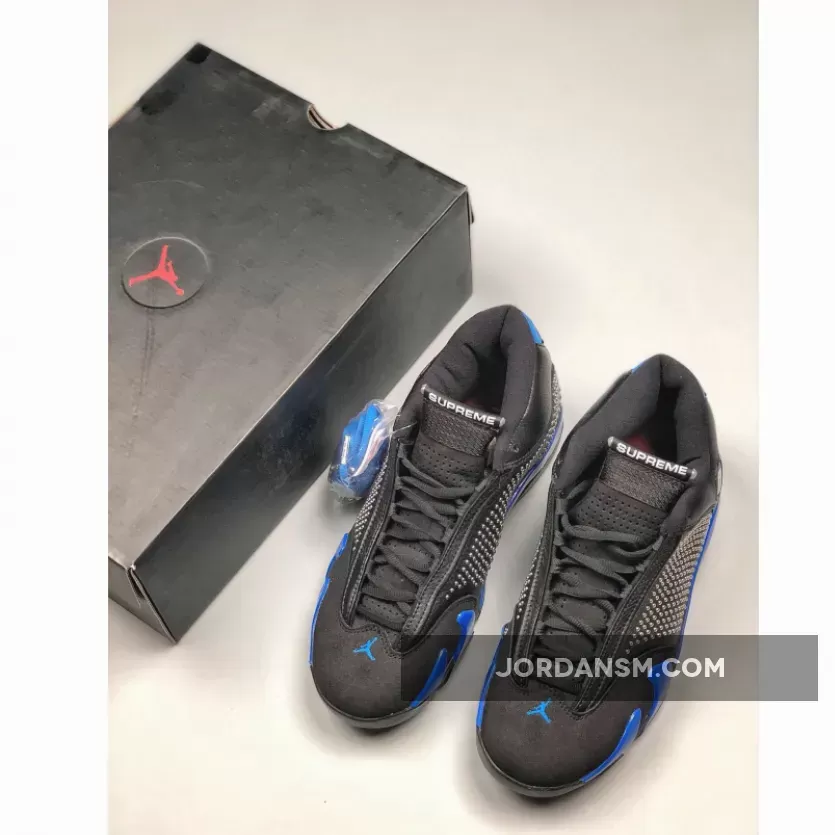 Supreme X Air Jordan 14 Black/Varsity Royal-Chrome BV7630-004 Restock