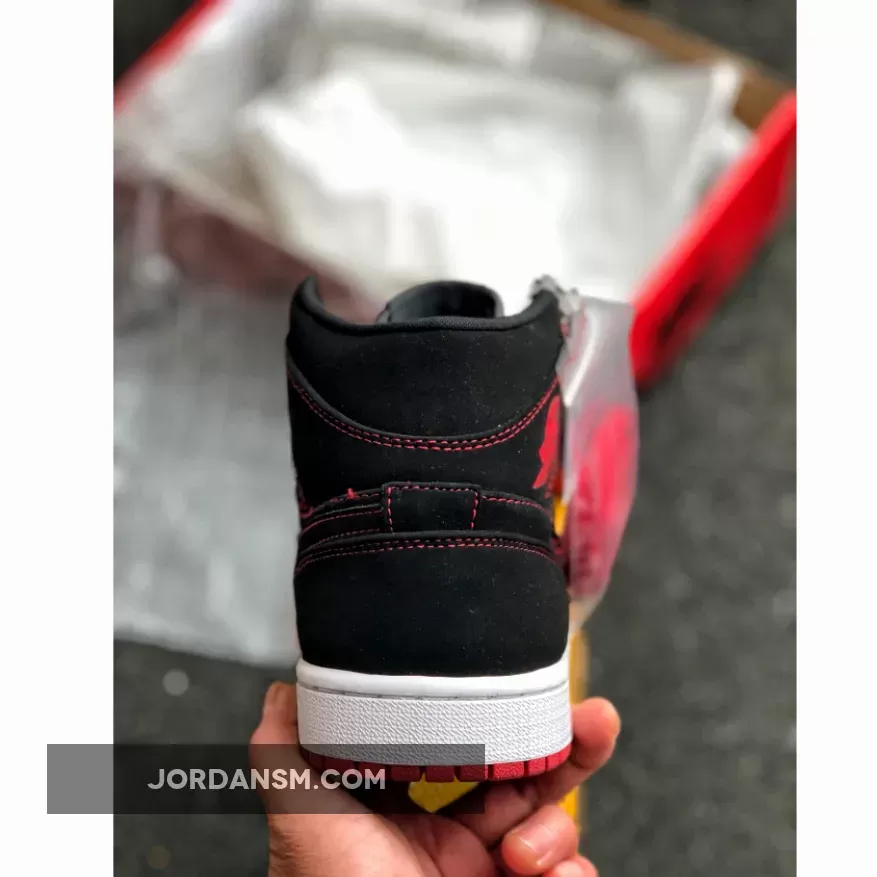 Air Jordan 1 Mid 'Fearless' Black/Gym Red-White Online
