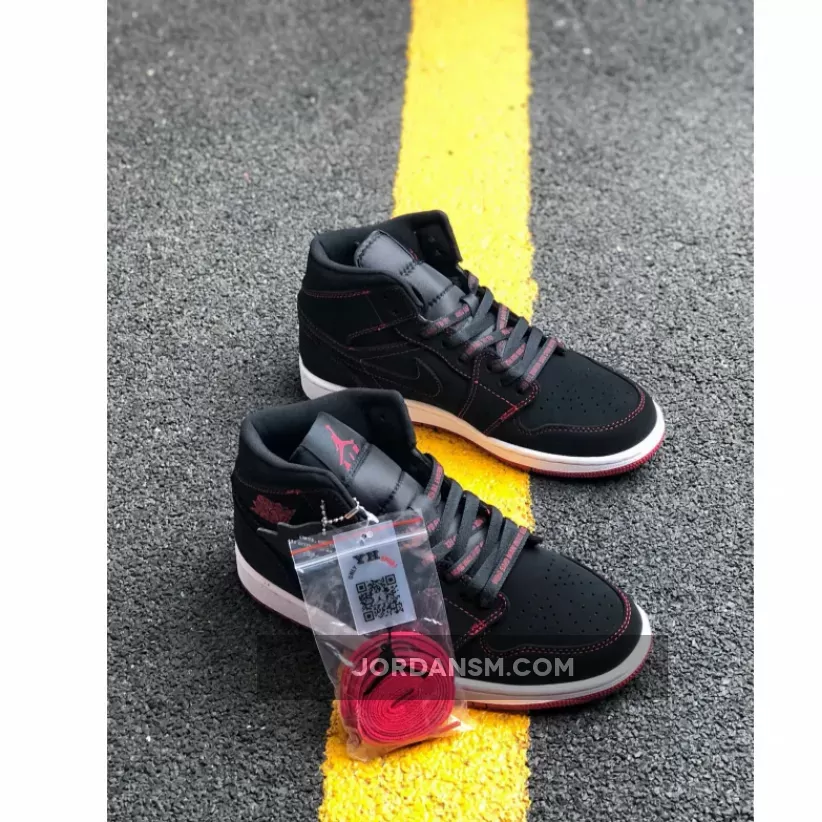 Air Jordan 1 Mid 'Fearless' Black/Gym Red-White Online