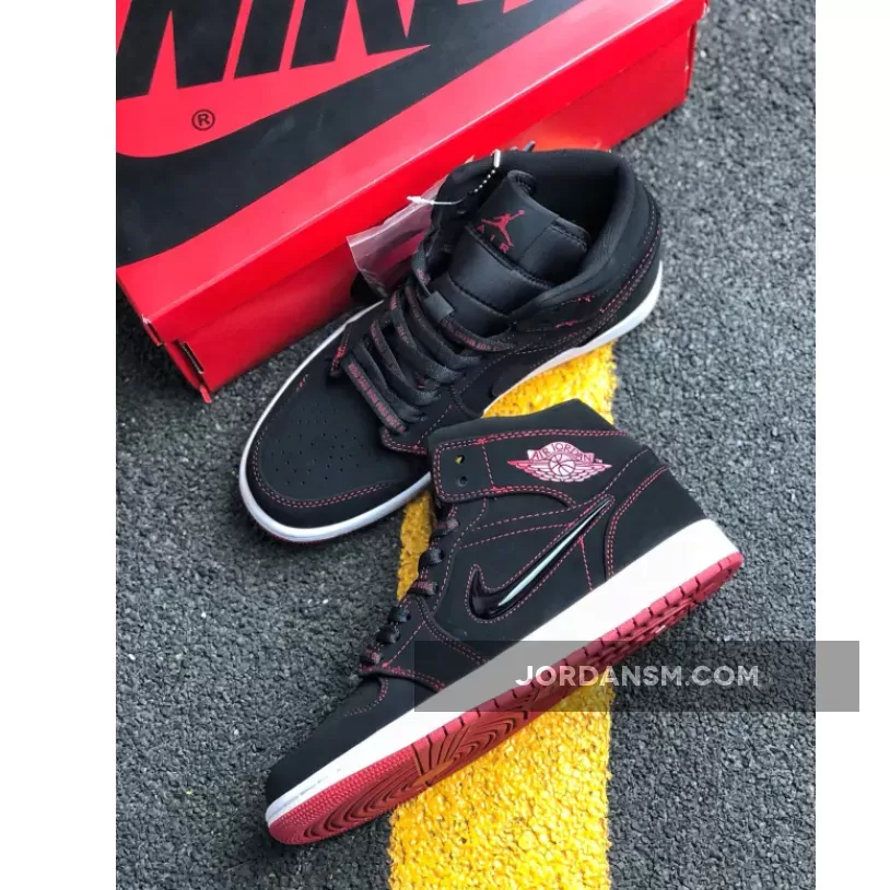Air Jordan 1 Mid 'Fearless' Black/Gym Red-White Online