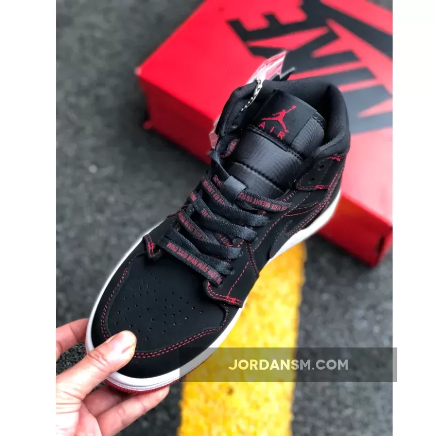Air Jordan 1 Mid 'Fearless' Black/Gym Red-White Online
