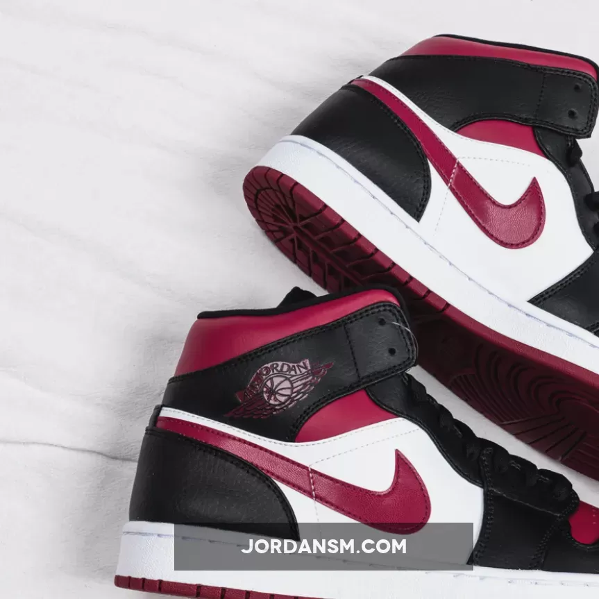 Air Jordan 1 Mid 'Bred Toe' White Black Red 554724-066 Restock