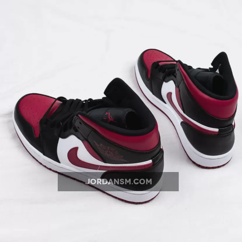 Air Jordan 1 Mid 'Bred Toe' White Black Red 554724-066 Restock