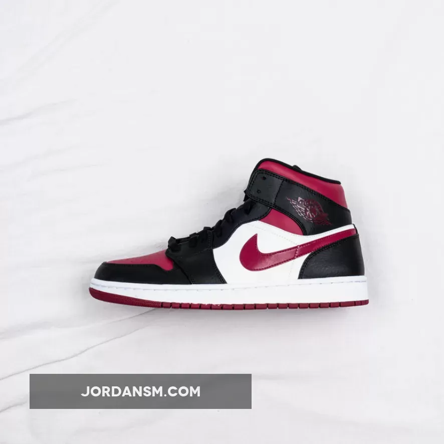 Air Jordan 1 Mid 'Bred Toe' White Black Red 554724-066 Restock