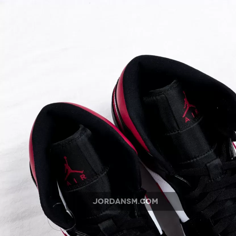 Air Jordan 1 Mid 'Bred Toe' White Black Red 554724-066 Restock