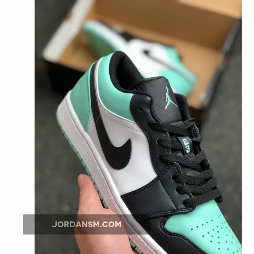 Air Jordan 1 Low White/Emerald Rise-Black 553558-117 Online