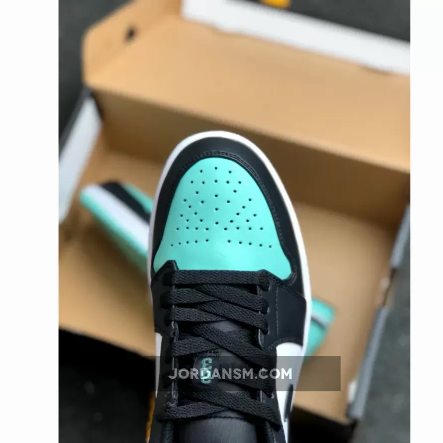 Air Jordan 1 Low White/Emerald Rise-Black 553558-117 Online