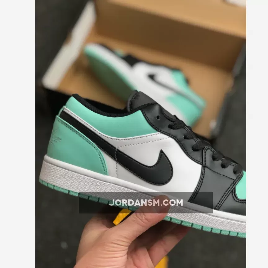 Air Jordan 1 Low White/Emerald Rise-Black 553558-117 Online